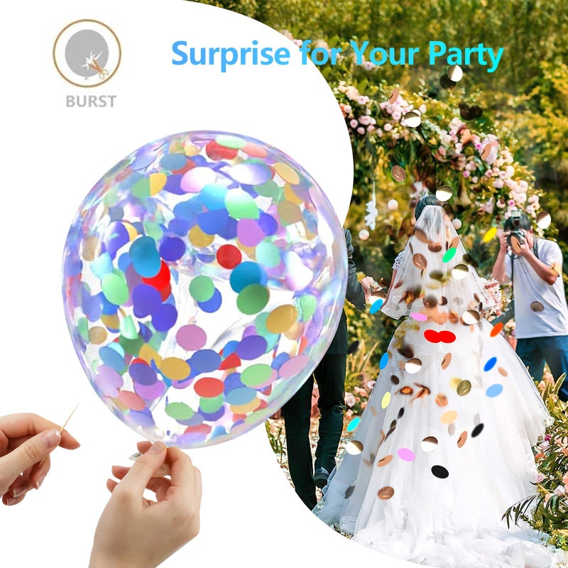 Bezente Rainbow Multicolor Confetti Latex Balloons - 60 Pack 12 inch Helium Colorful Confetti Balloons for Birthday Baby Shower Wedding Party Decorations - Image 5